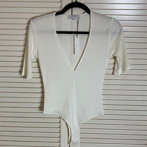 Olivaceous Cream Plunge Bodysuit